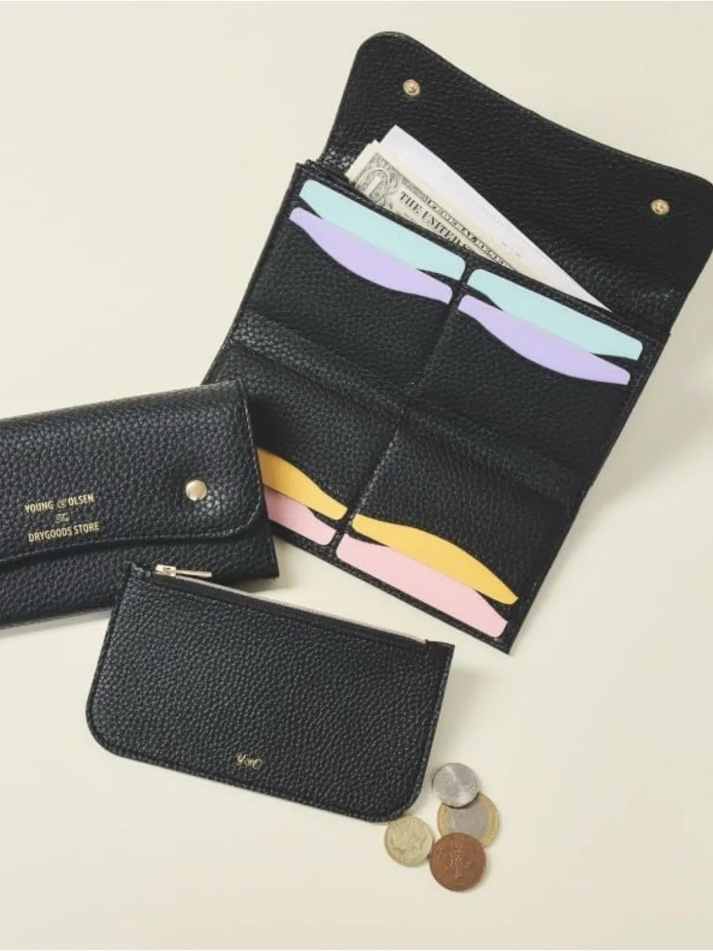 YOUNG OLSEN The DRYGOODS STORE WOMEN UNISEX BLACK WALLET -AUTHENTIC NEW-